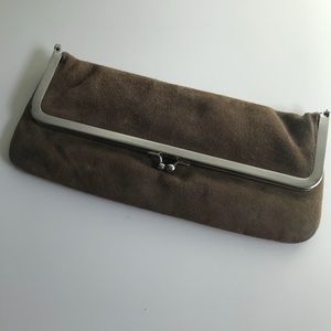 Taupe suede Banana Republic clutch